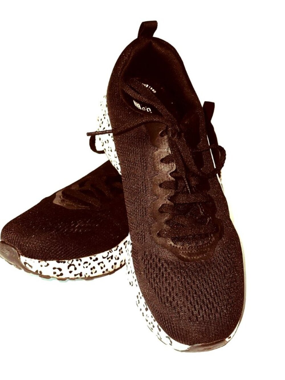 SKECHERS Womens Go Run Consistent Animal Print Black White Size 9.5